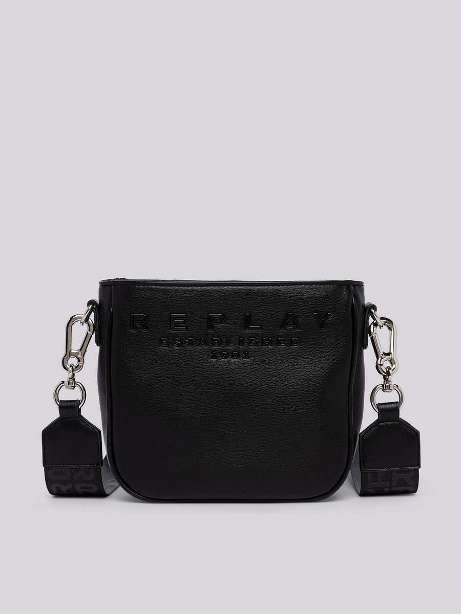 REPLAY Crossbody bag with hammered effect FW3499.000.A0344 BLACK 1