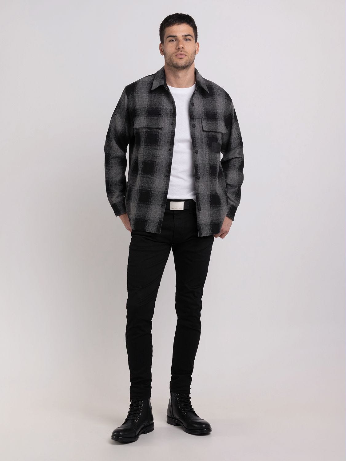 Checked overshirt with pockets