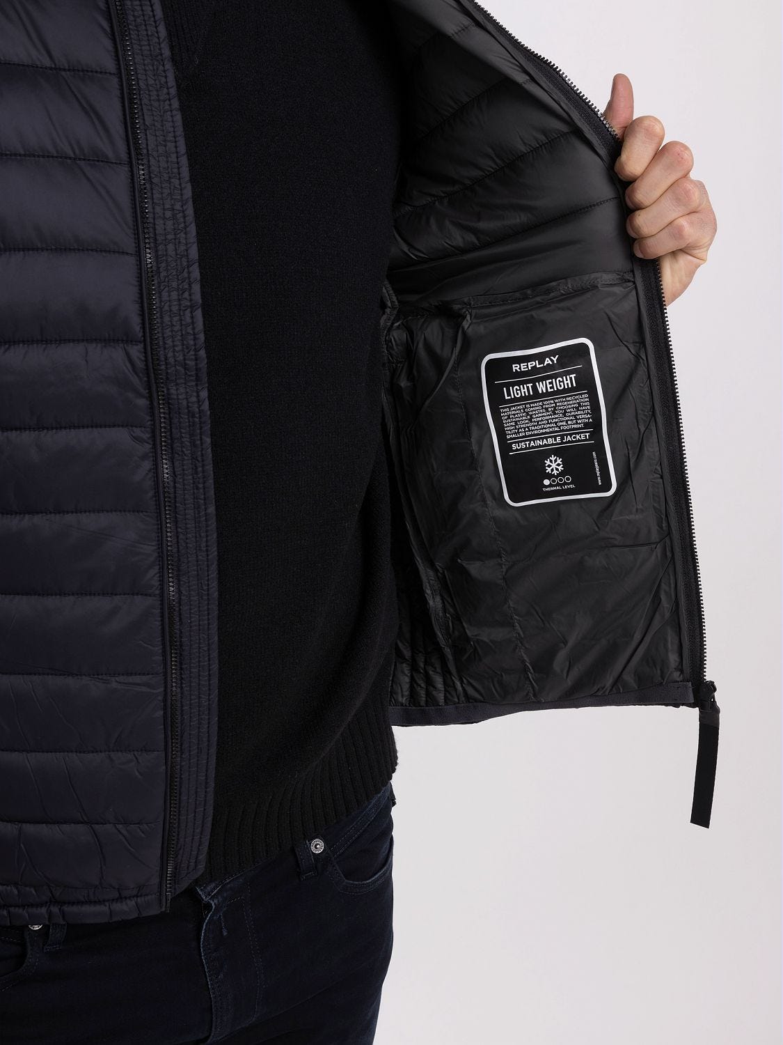 Slim fit short jacket in recycled nylon