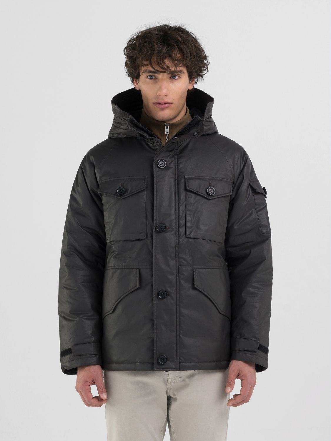 HOODED TWILL JACKET WITH POCKETS