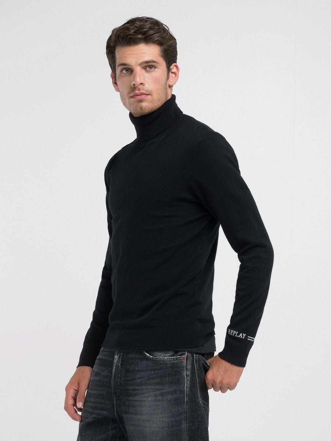 COTTON AND CASHMERE TURTLENECK PULLOVER