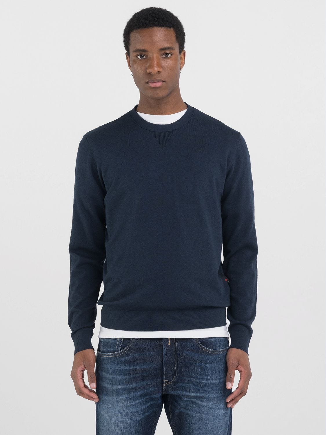 COTTON BLEND CREW NECK PULLOVER