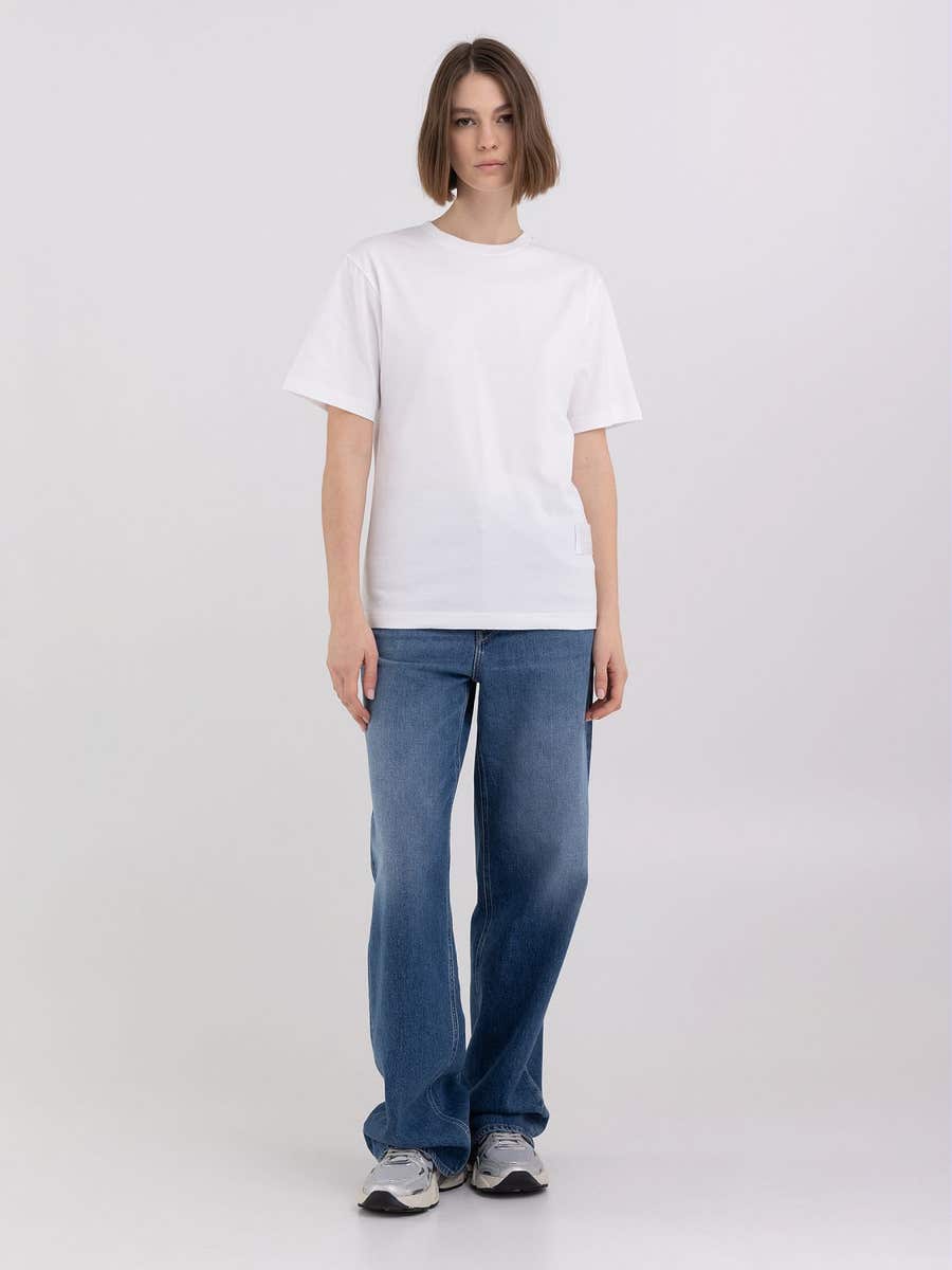 REPLAY Jersey t-shirt with micro print W3698N.000.23608P WHITE 1