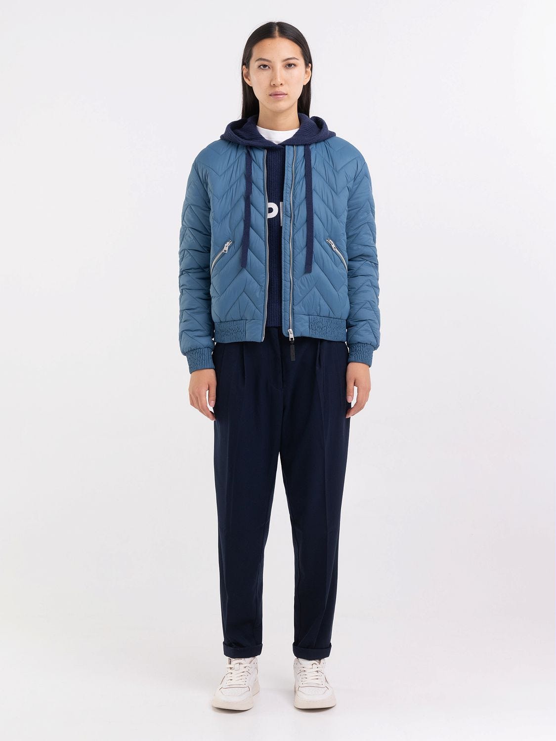 Slim fit recycled quilted bomber jacket