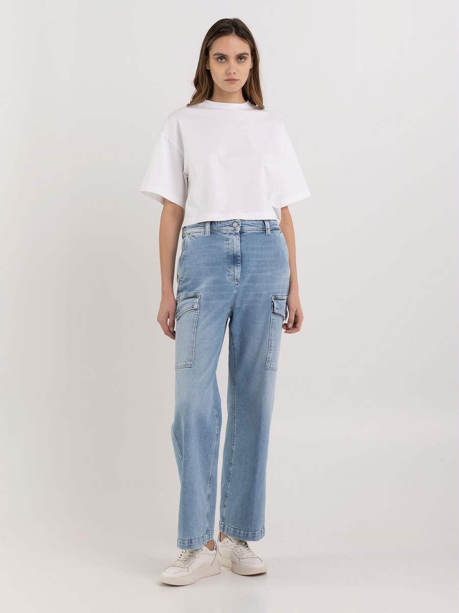 REPLAY Straight fit wide leg Drewby jeans W8149A.000.757 563 SUPER LIGHT BLUE 1