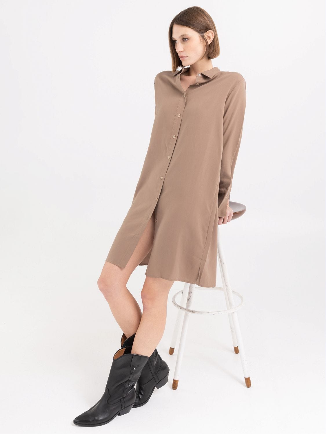 Button up dress with sleeves sales
