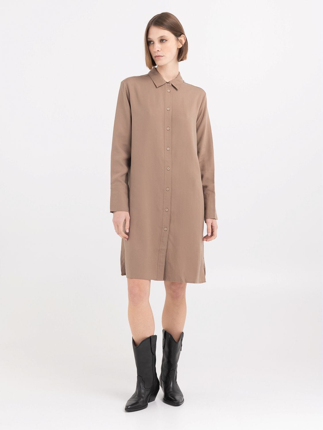 Brown discount shirt dress