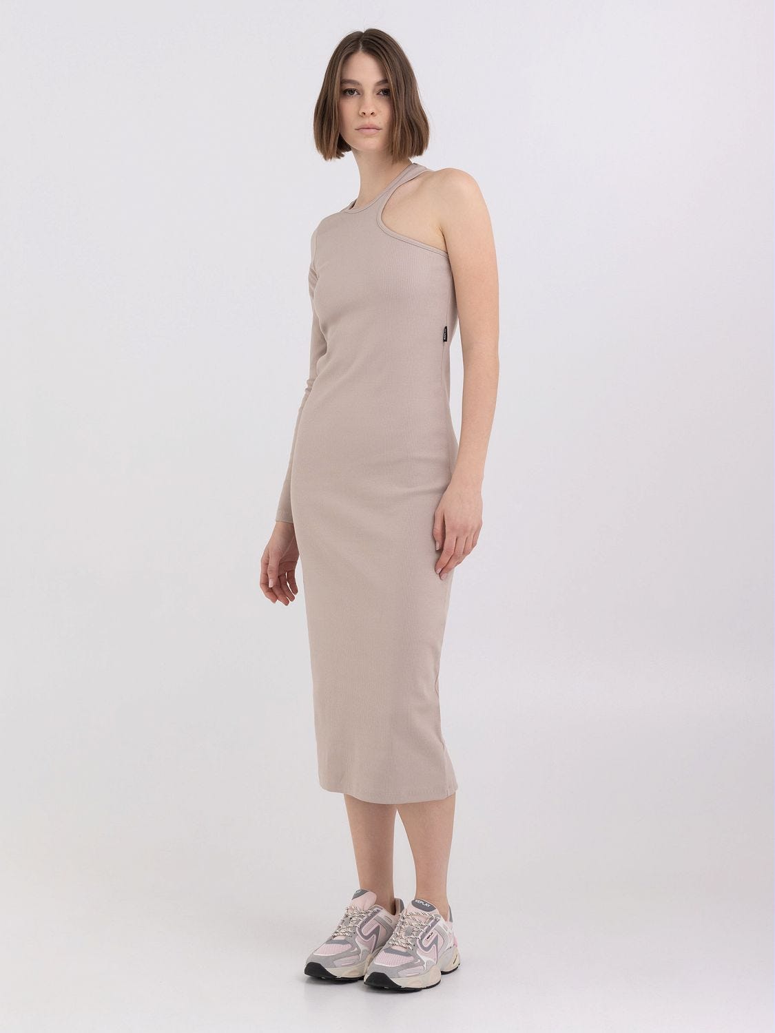 One shoulder ribbed hotsell dress