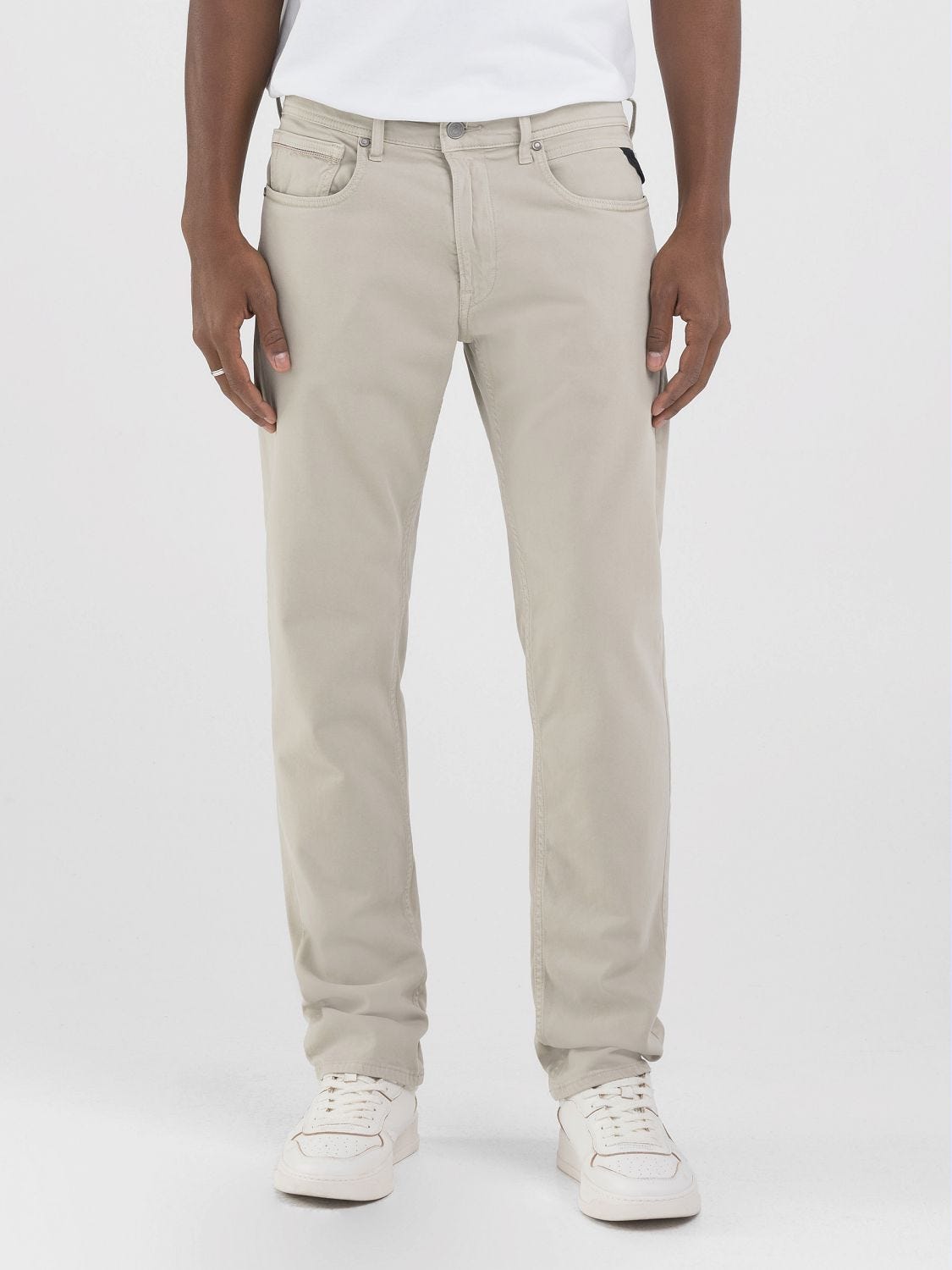 Straight-fit satin trousers Moon grey | Replay Jeans