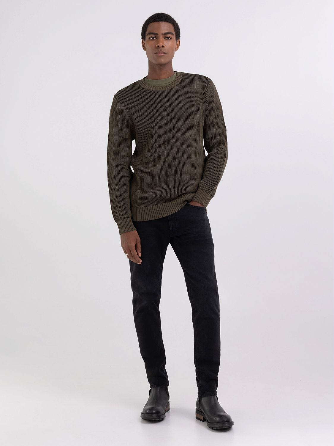 Mens cotton 2025 crewneck sweater