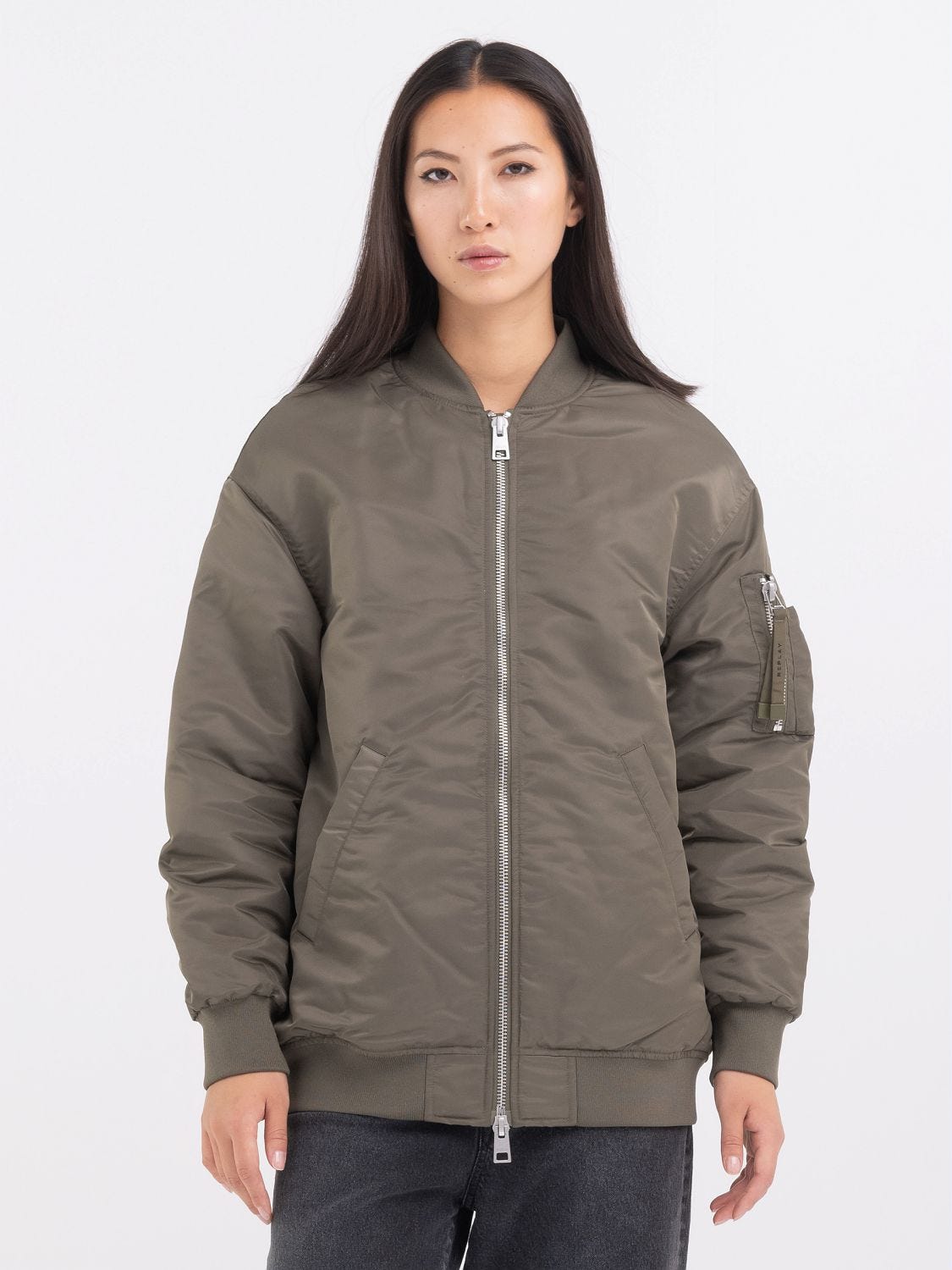 Replay bomber jacket sales green
