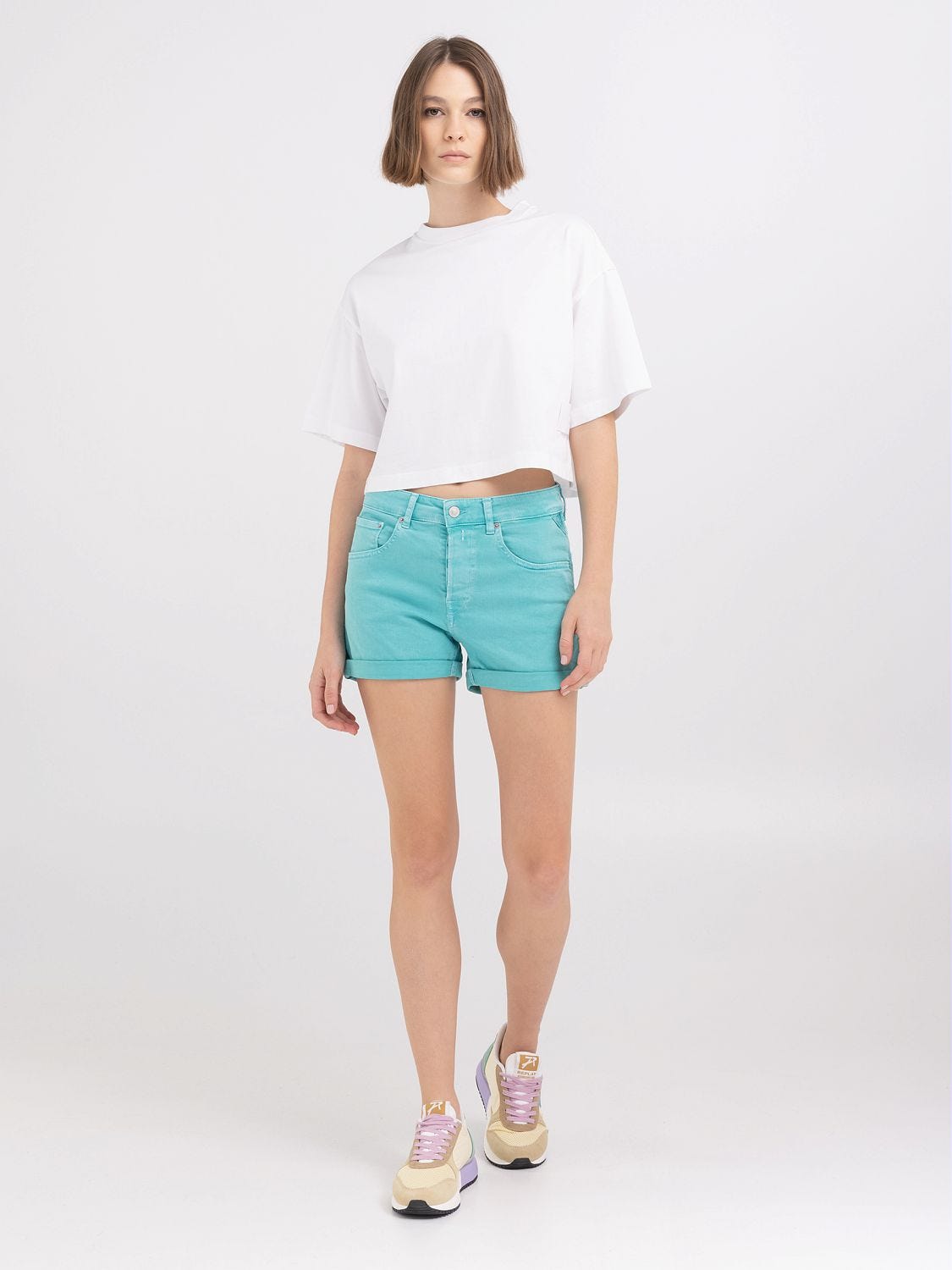 Mint green hotsell denim shorts