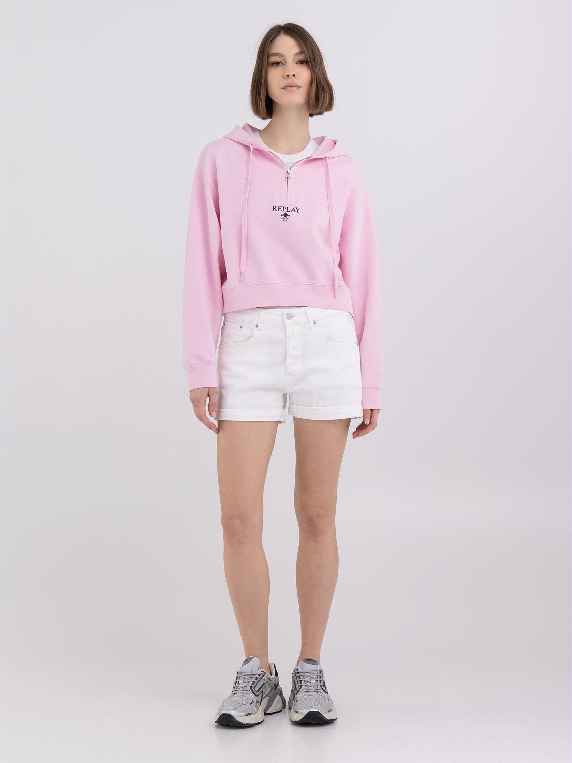 Cropped zipper sweatshirt clearance