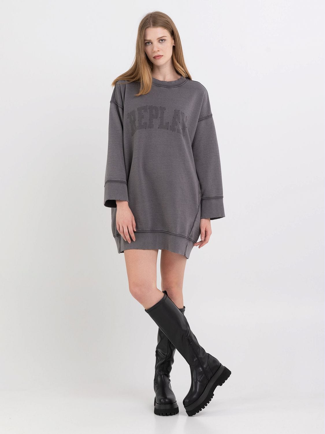 Abito felpa oversize con stampa