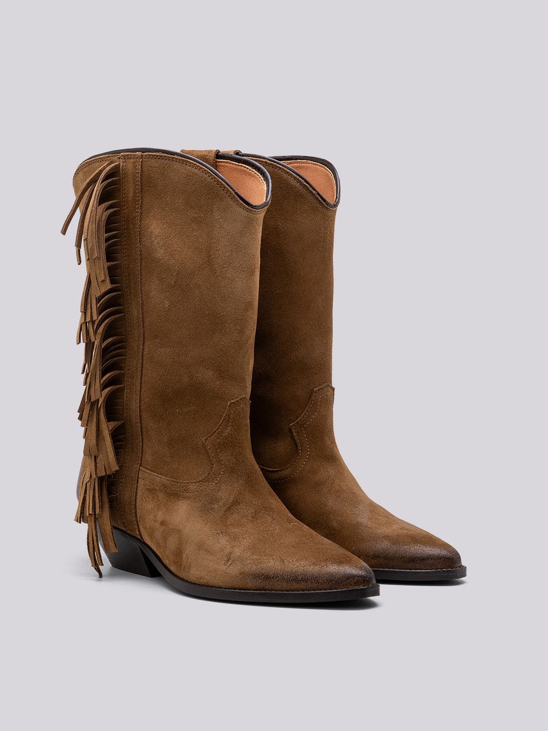 Suede fringe boots hot sale