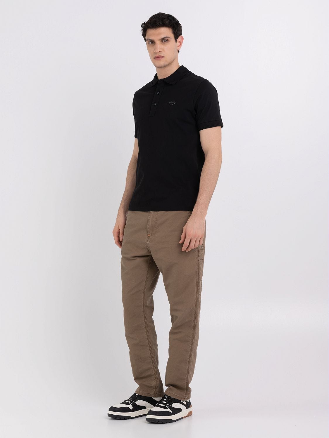 Black polo shirt with khaki cheap pants
