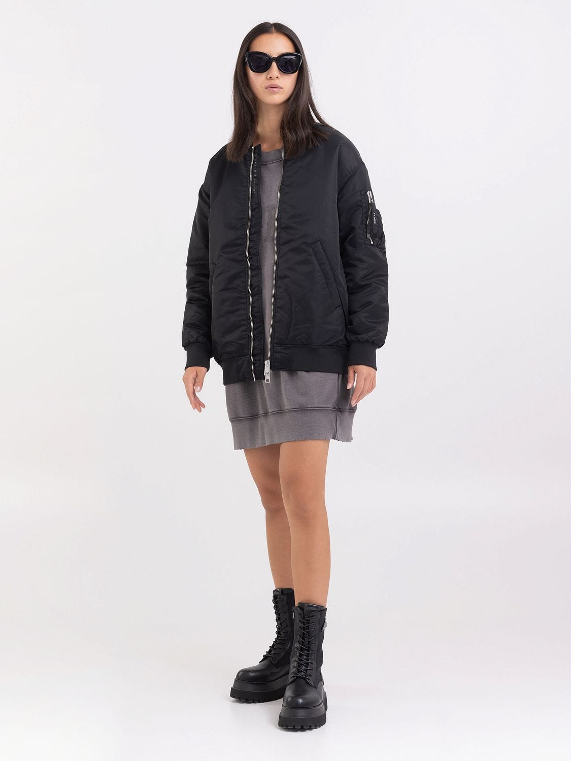 Relaxed fit bomber jacket in satin poly
