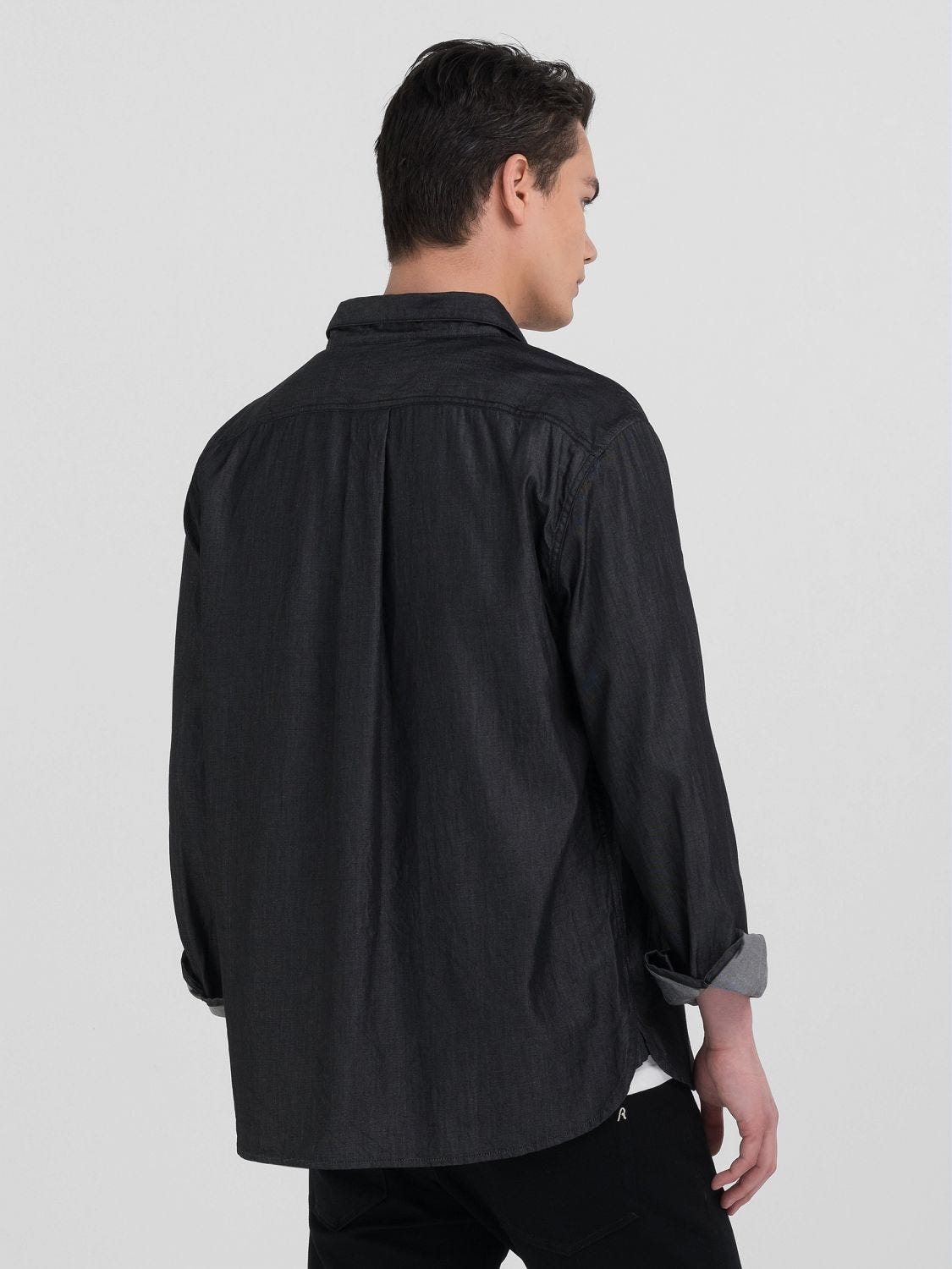 Replay black denim shirt hotsell