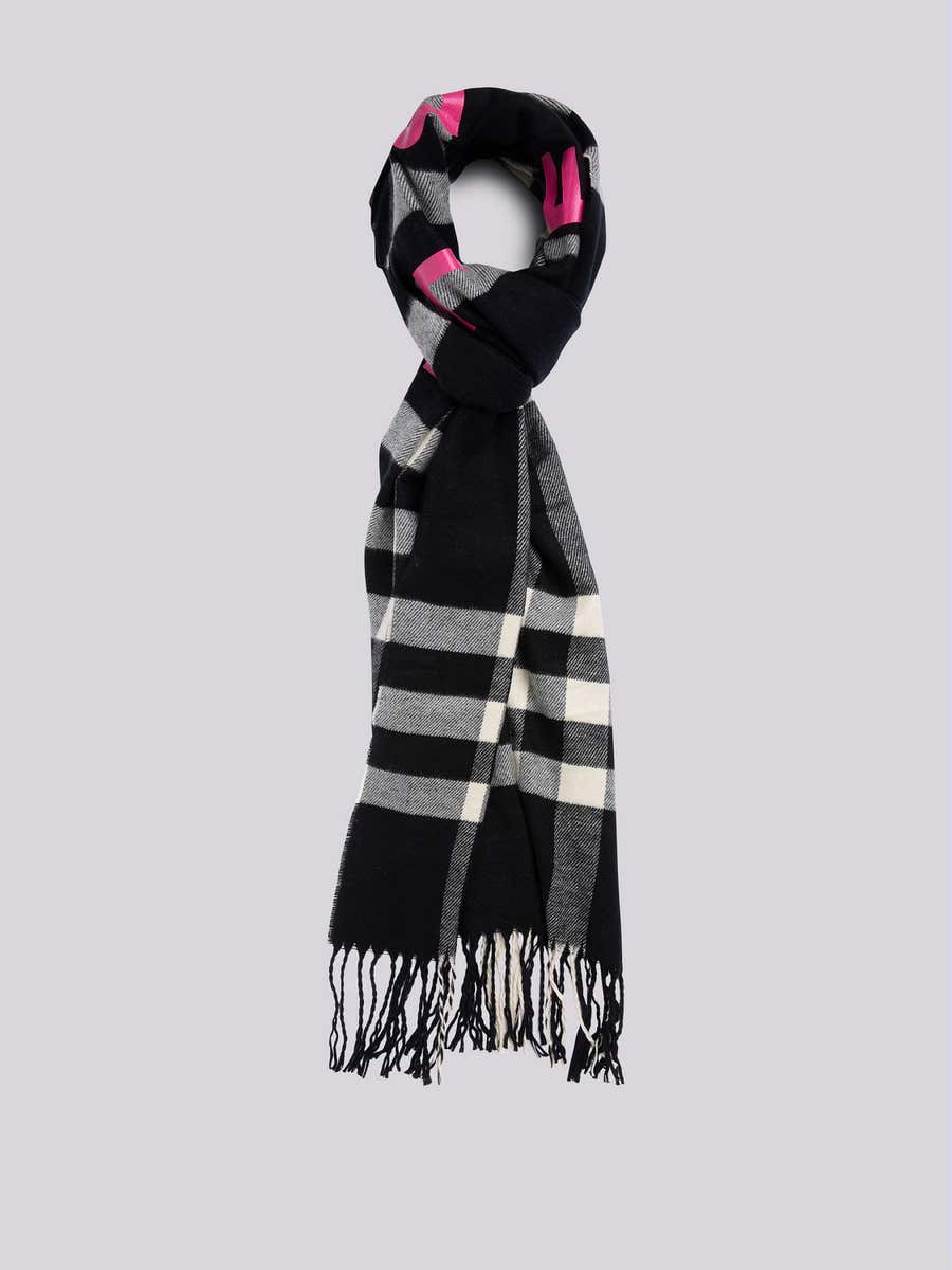 REPLAY Checked scarf with print AW9305.000.A0187H DIRTY WHITE + BLACK 1