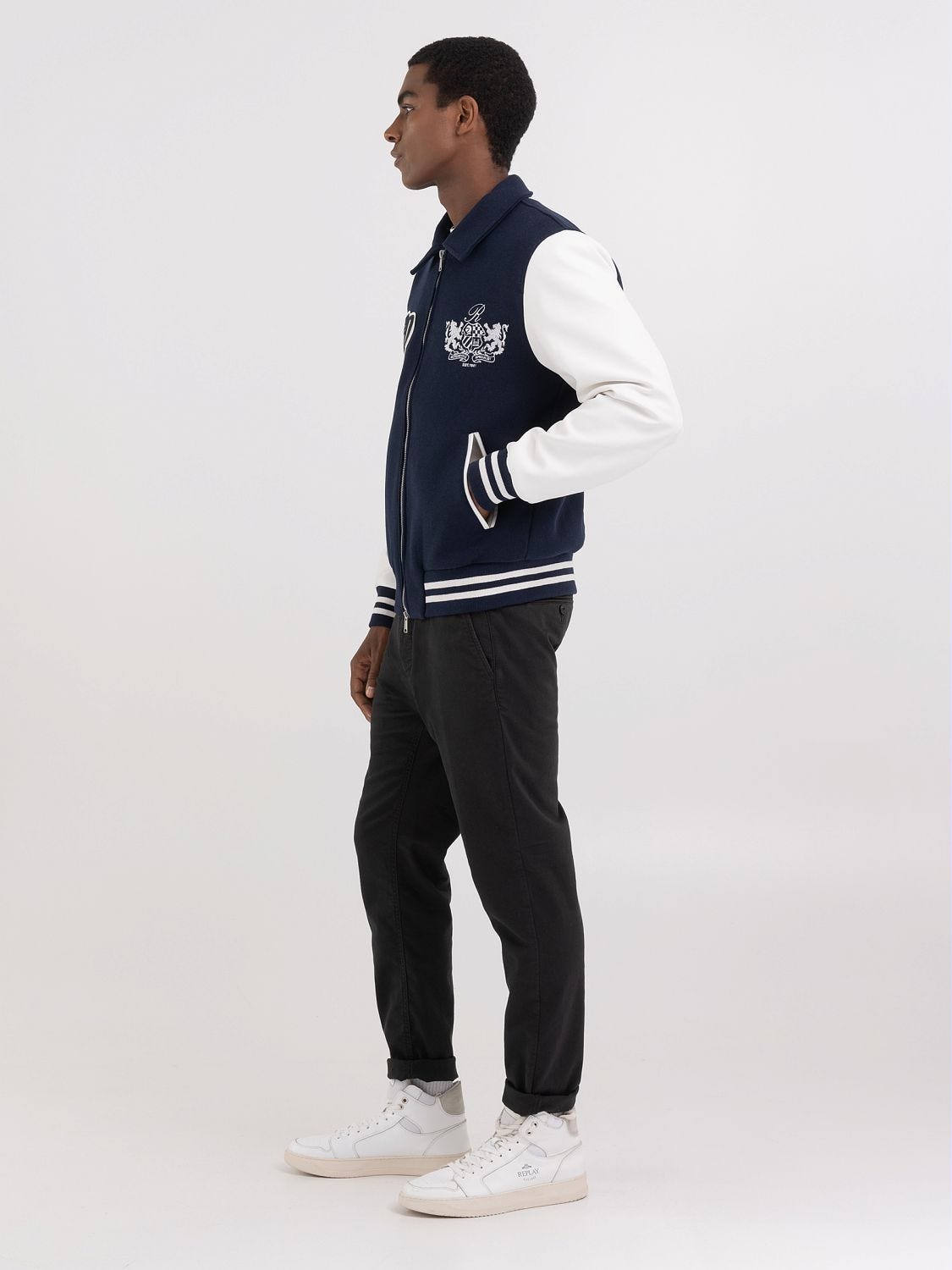 Jacket with stripes on sleeves top