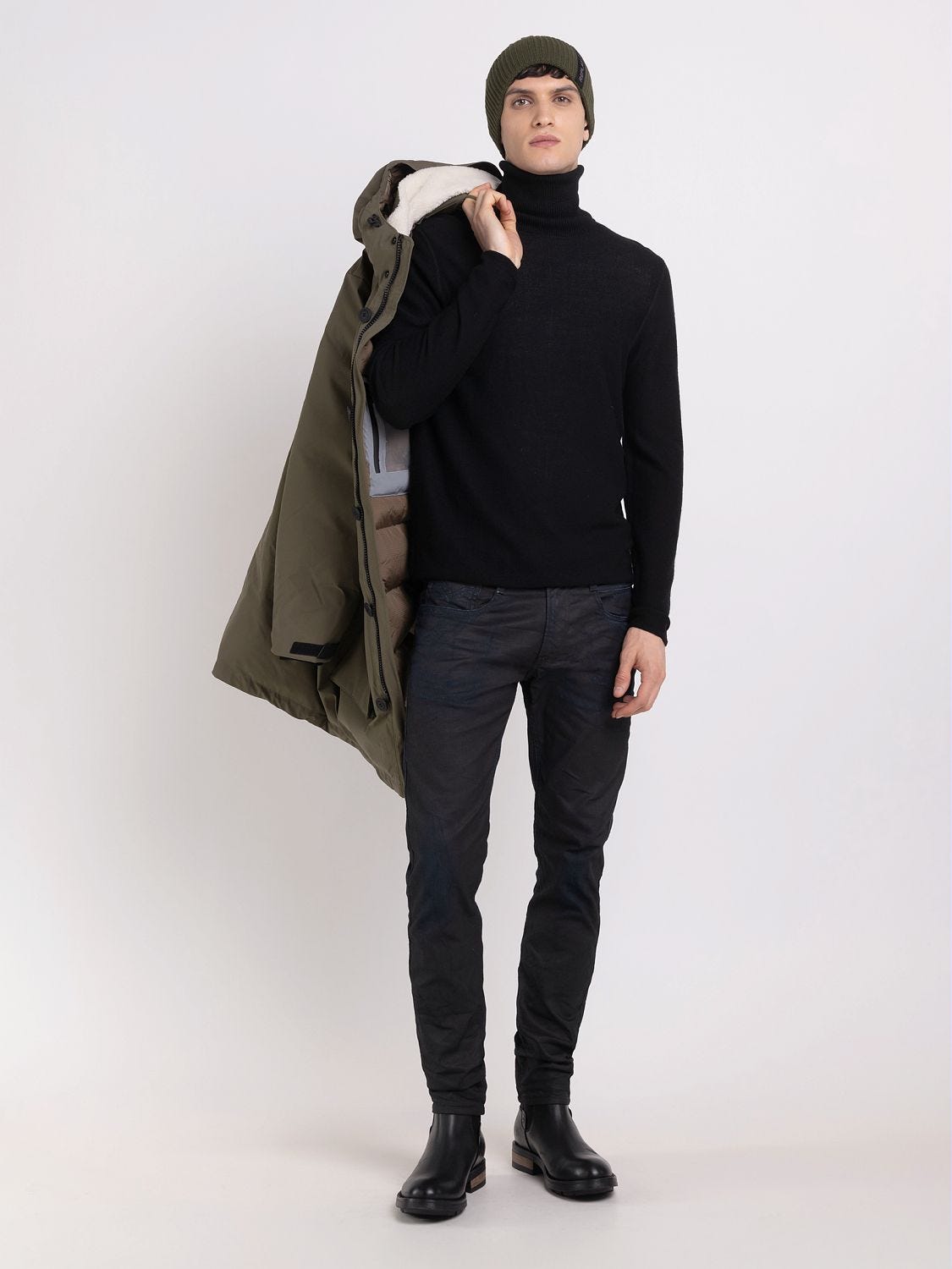 High neck sweater in wool blend