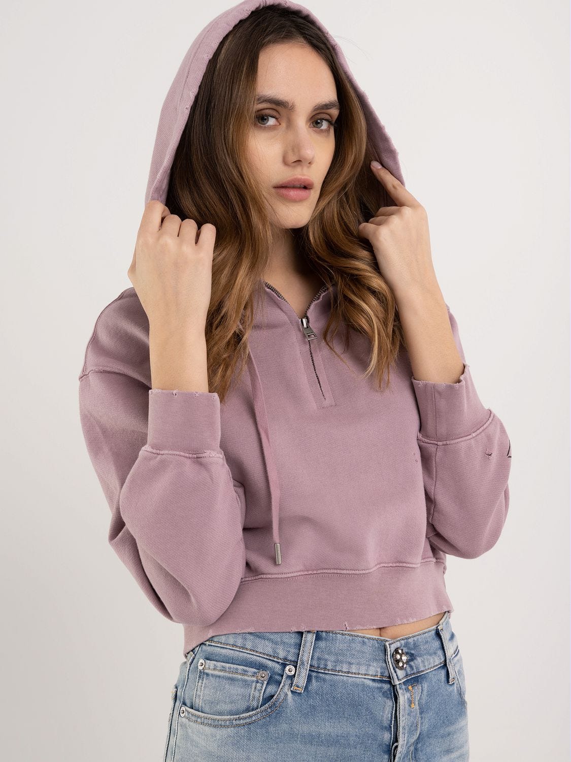 Light purple cropped cheap hoodie