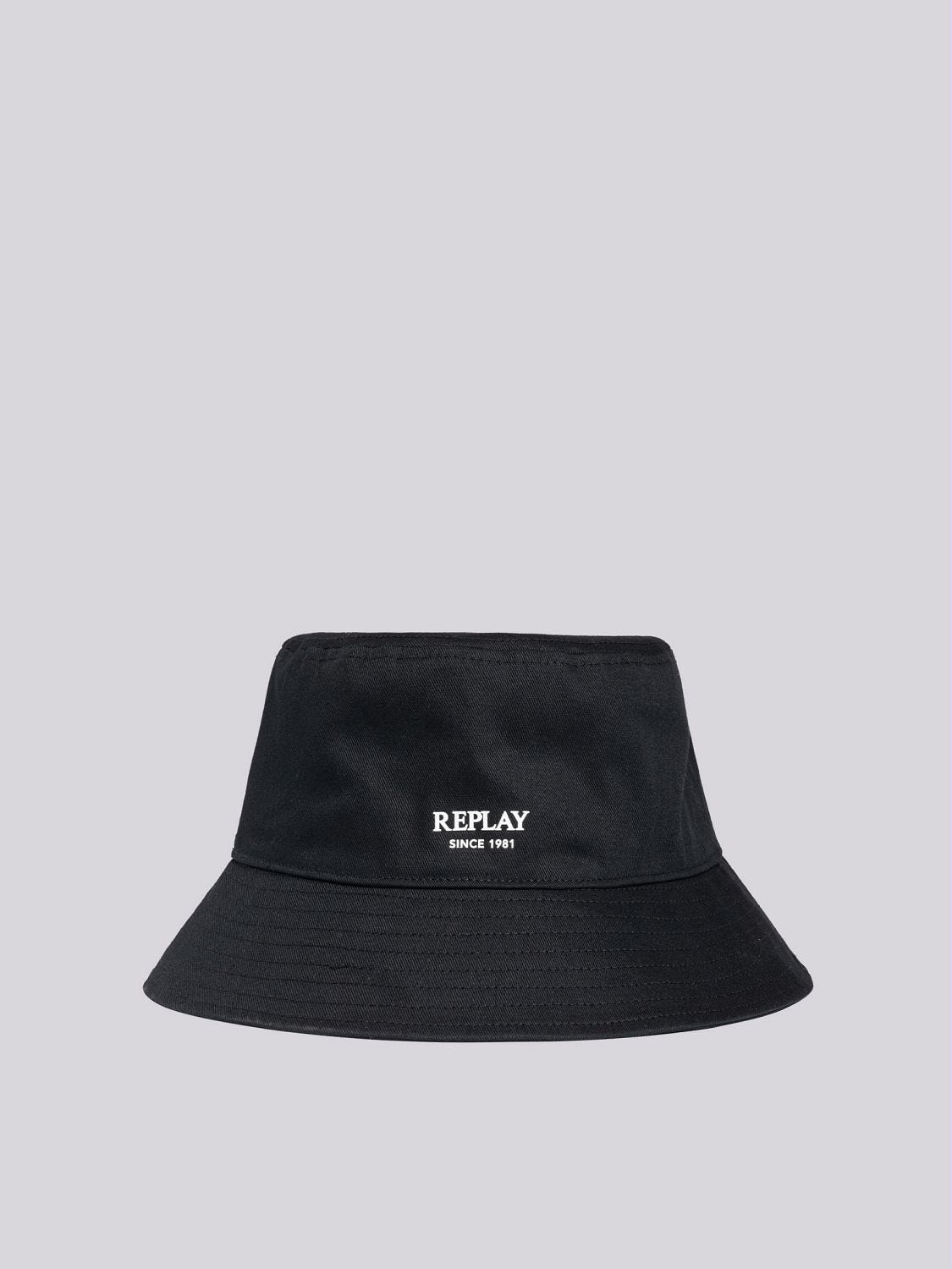 Bucket hat with logo Black | Replay Jeans