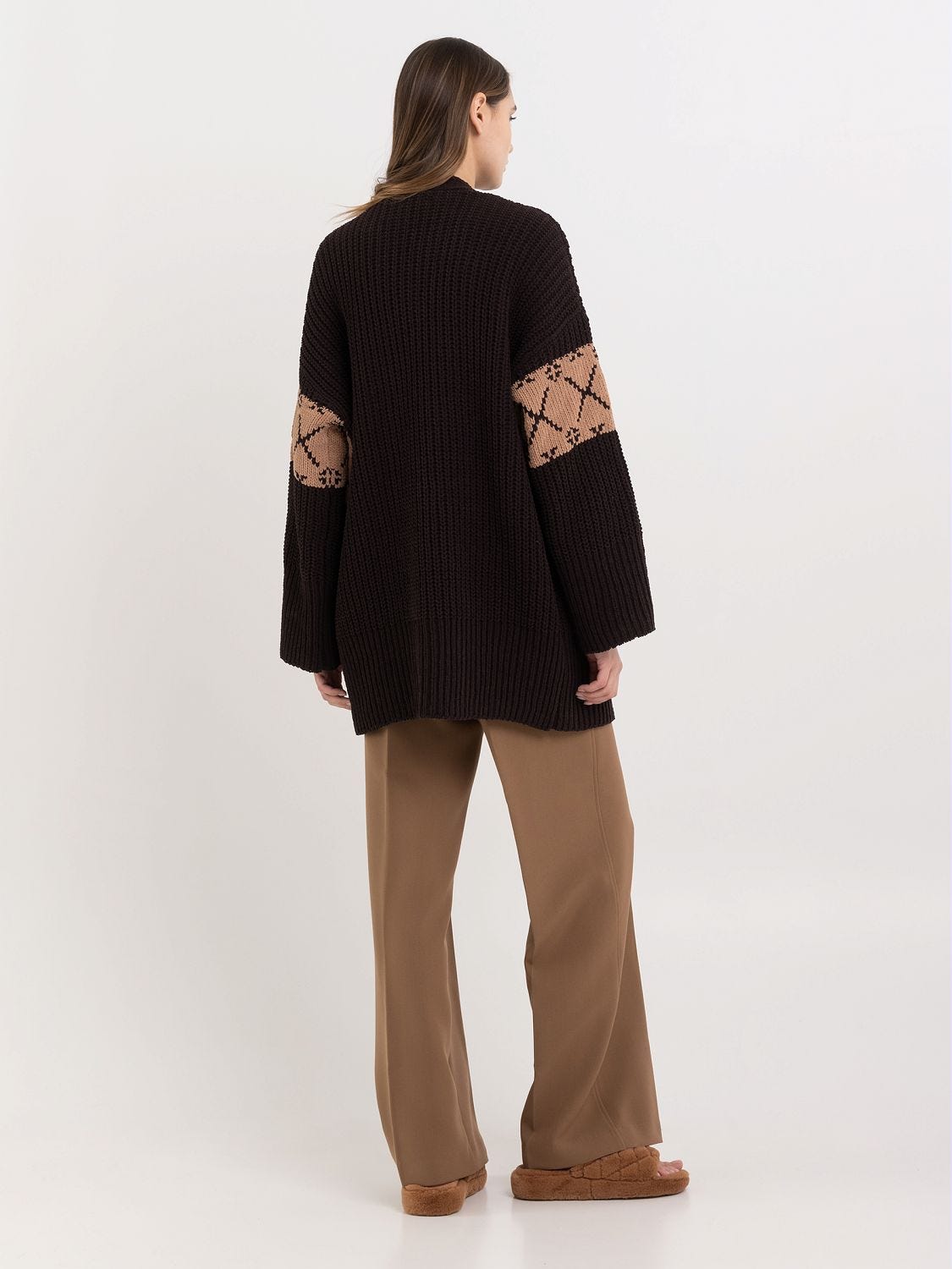 Maxi cardigan in jacquard chenille