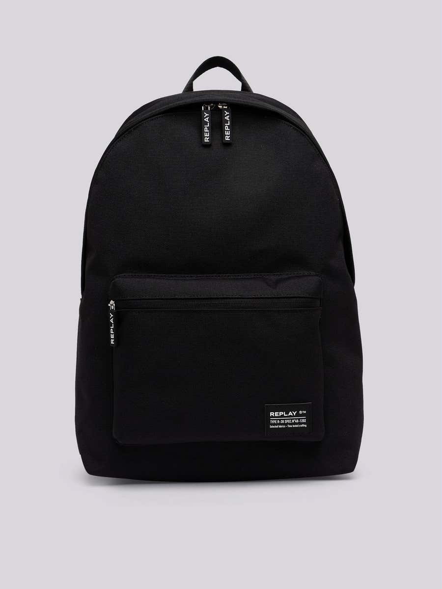 REPLAY Solid-coloured backpack in oxford fabric FM3632.000.A0343G TOTAL BLACK 1