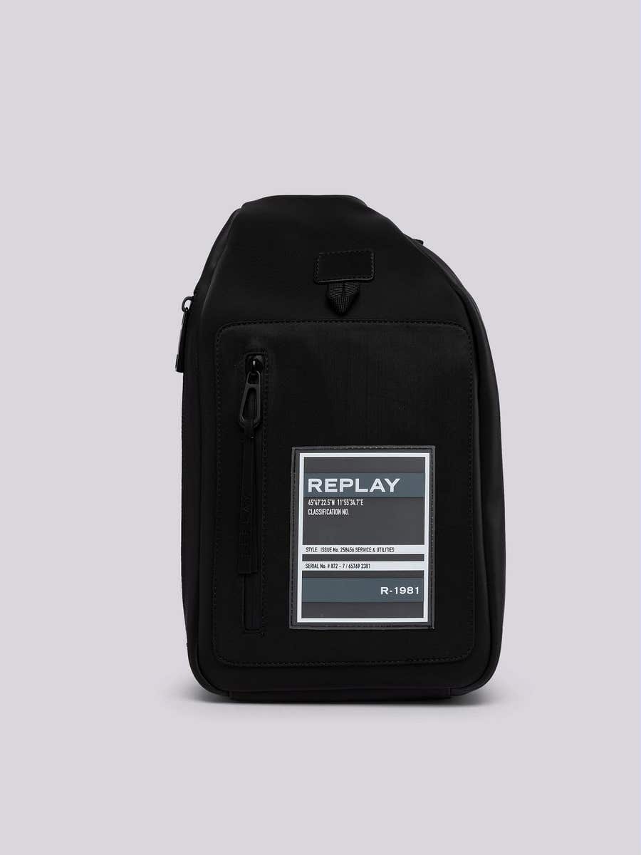 REPLAY Solid-coloured one shoulder backpack FM3648.000.A0313 BLACK 1