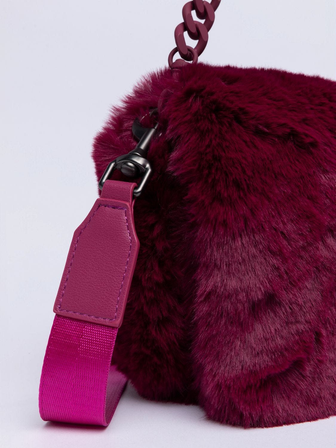 Red faux fur bag on sale