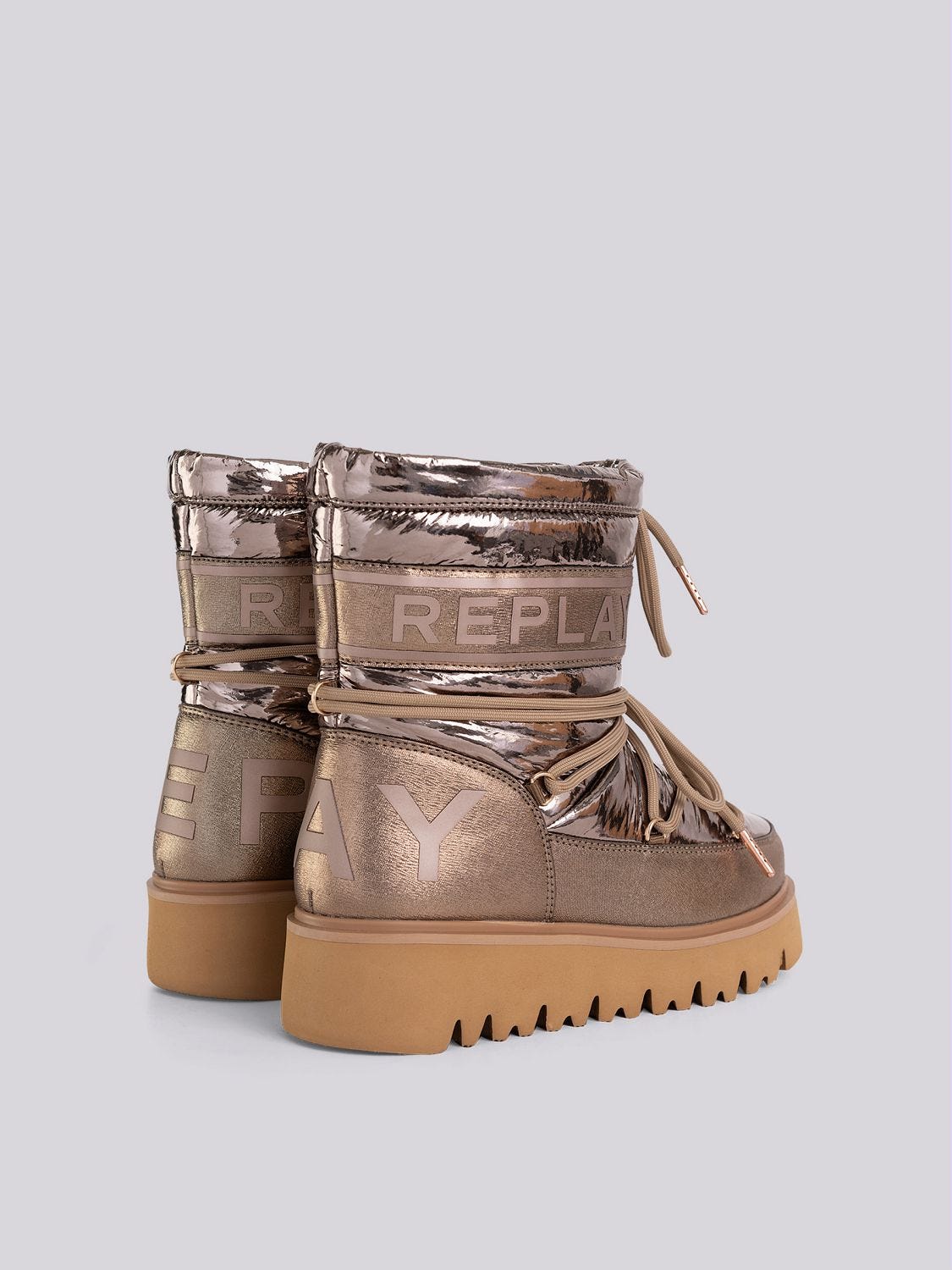 SHINY-EFFECT HARPER UNITED LACE-UP BOOTS