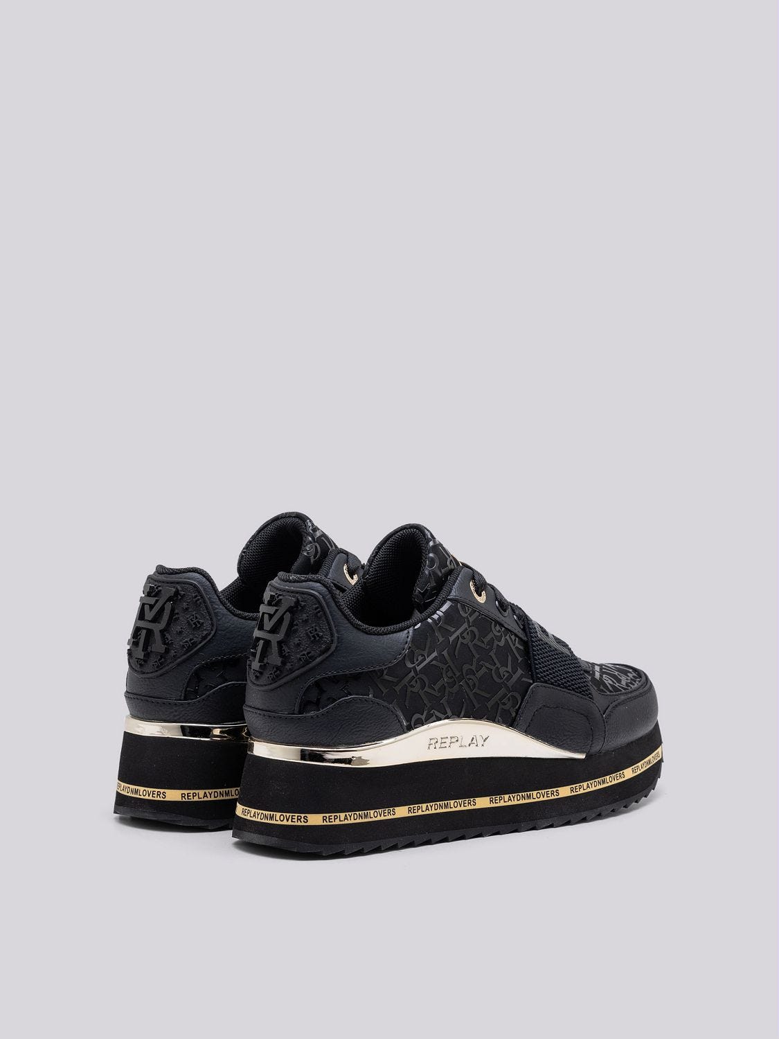 Nike platform sneakers black and gold sale