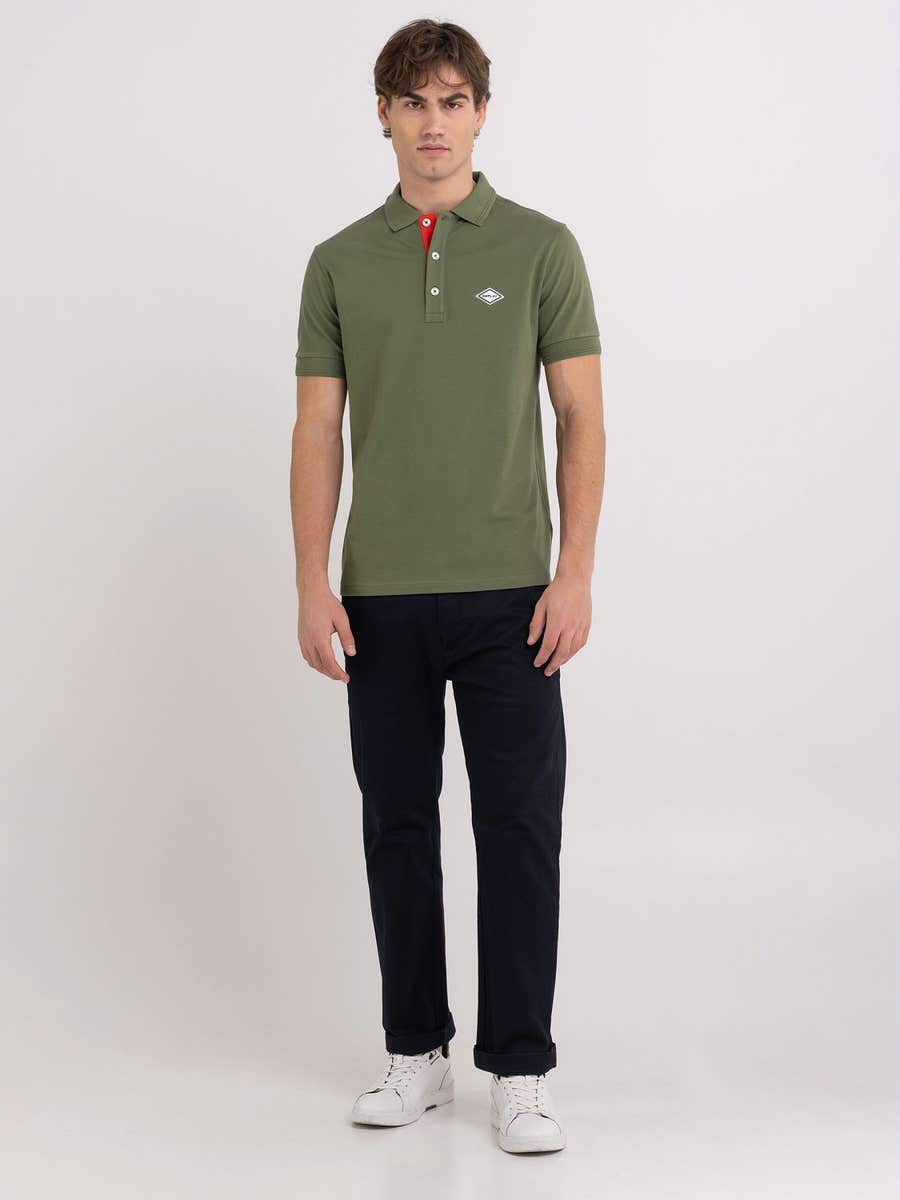 REPLAY Polo shirt in stretch piqué with embroidery M3073A.000.20623 ARMY GREEN 1