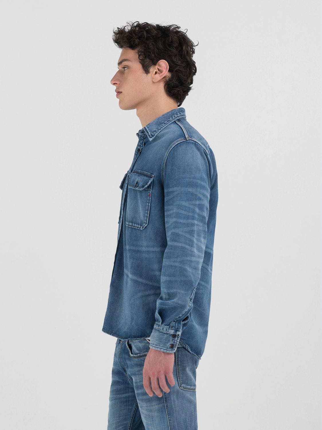 COTTON-BLEND DENIM SHIRT