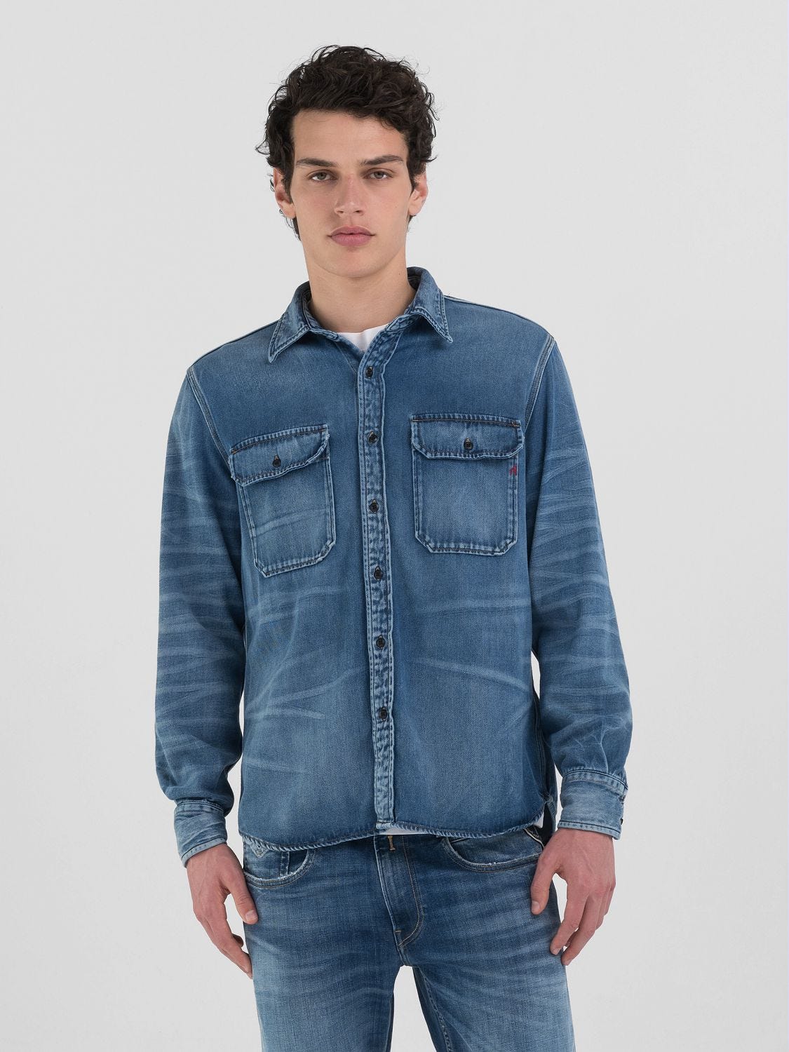 COTTON-BLEND DENIM SHIRT