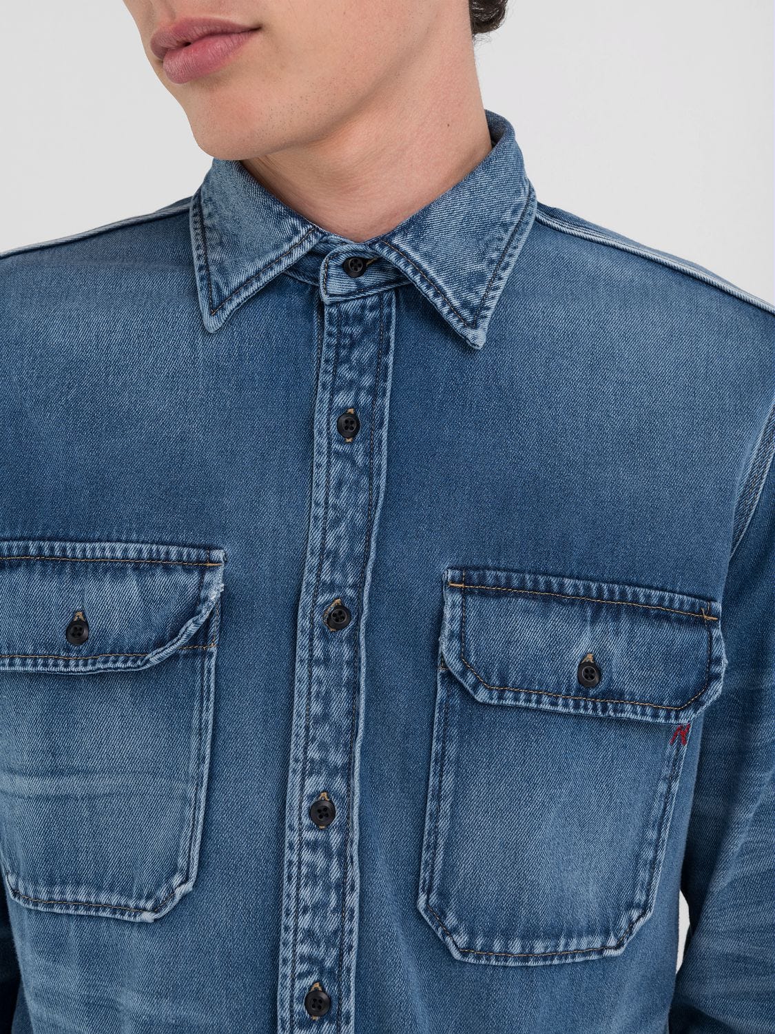COTTON-BLEND DENIM SHIRT