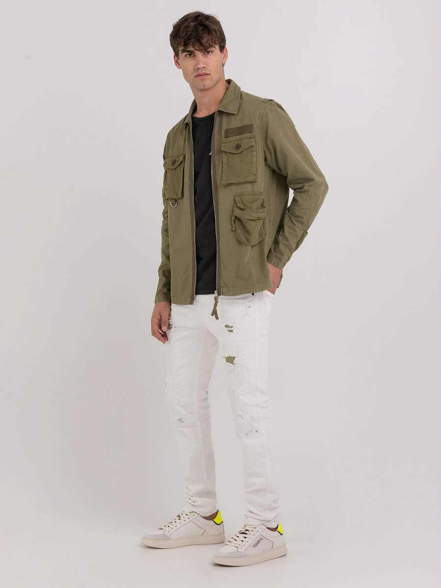 REPLAY Full zipper shacket with pockets M4103 .000.84506G LT MILITARY 1