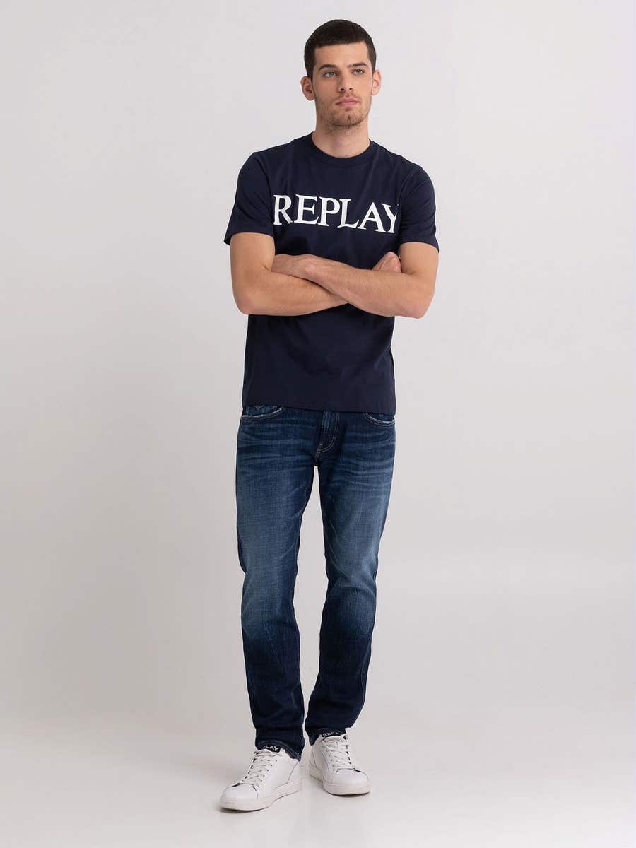 REPLAY Jersey t-shirt with print M6475 .000.22980P BLUE 1