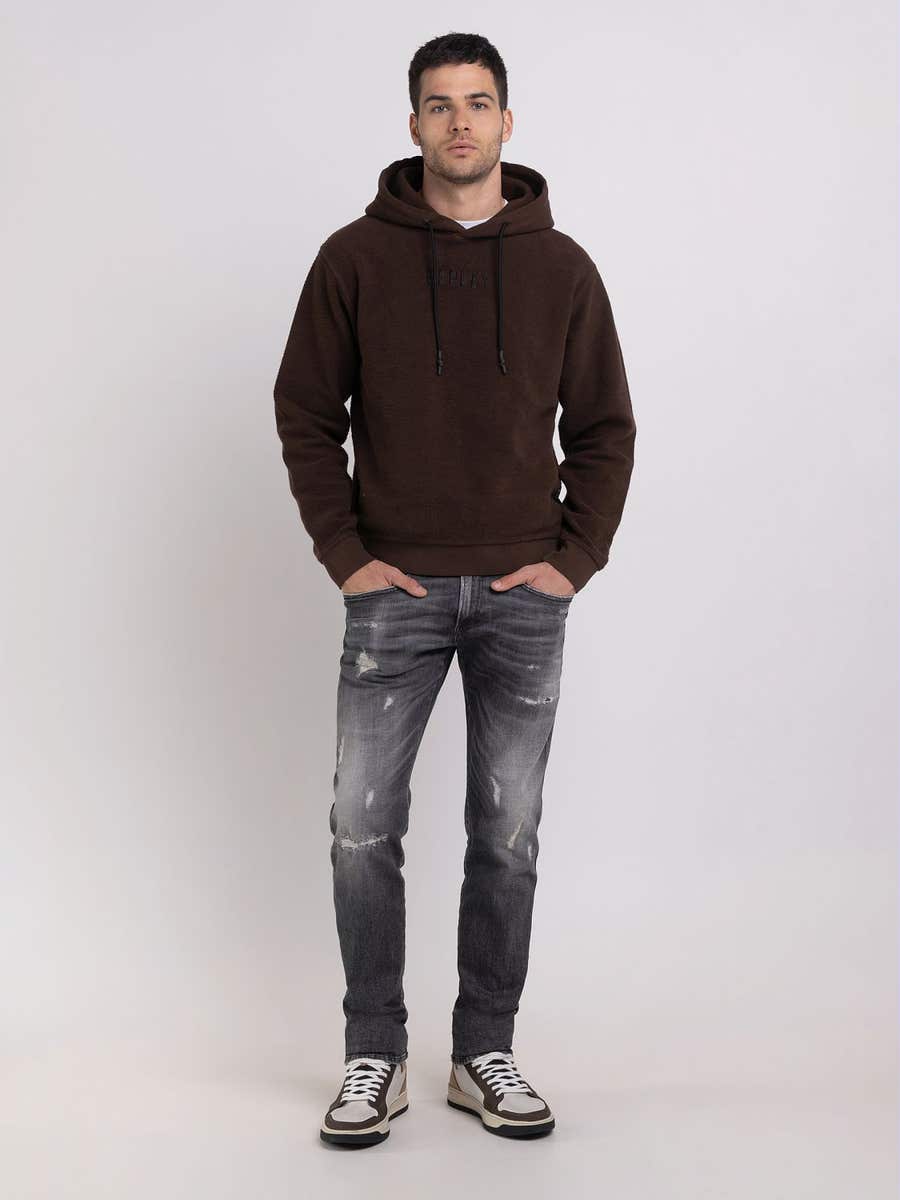 REPLAY Hoodie with embroidery M6720 .000.23596G DEEP MAHOGANY 1