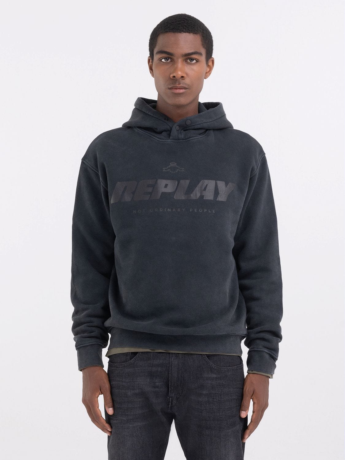 Replay black hoodie shop