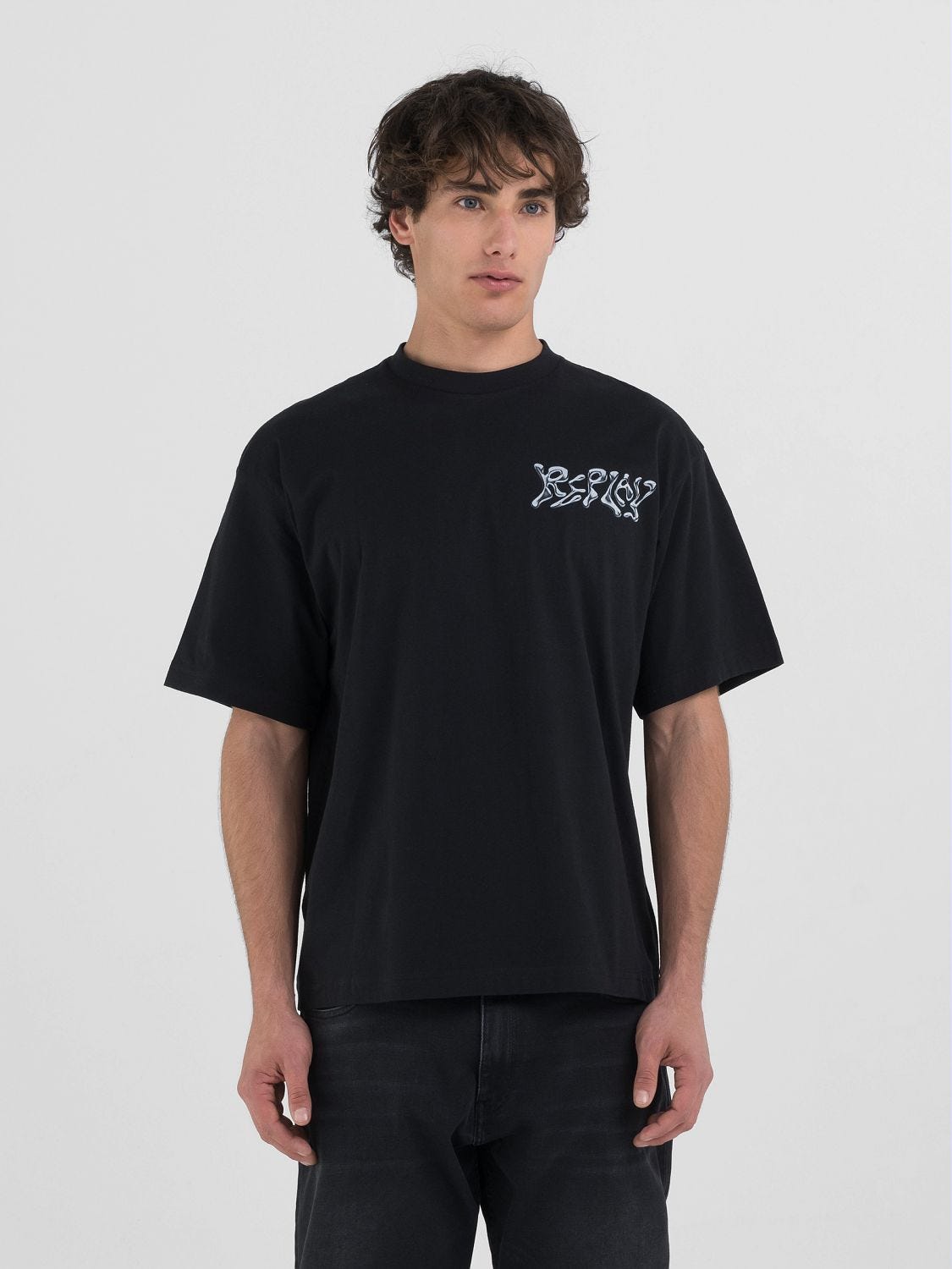 JERSEY T SHIRT WITH LETTERING AND PRINT
