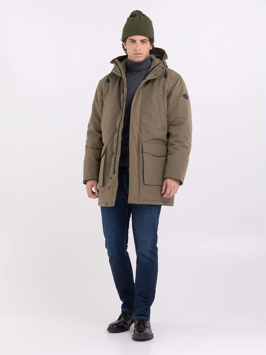 REPLAY Recycled long jacket with hood M8099C.000.83776R DARK OLIVE... 1