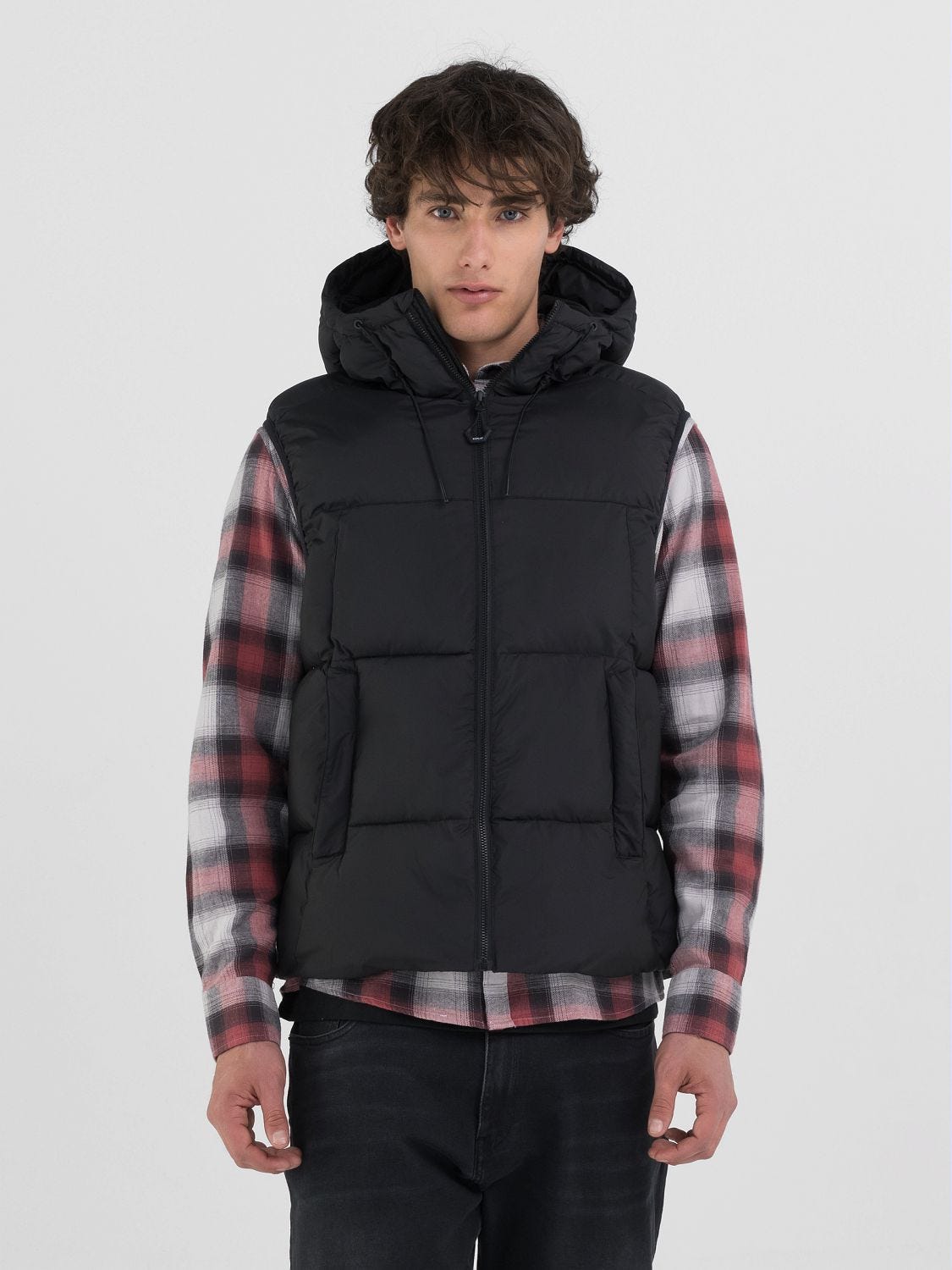 Padded vest with hood store