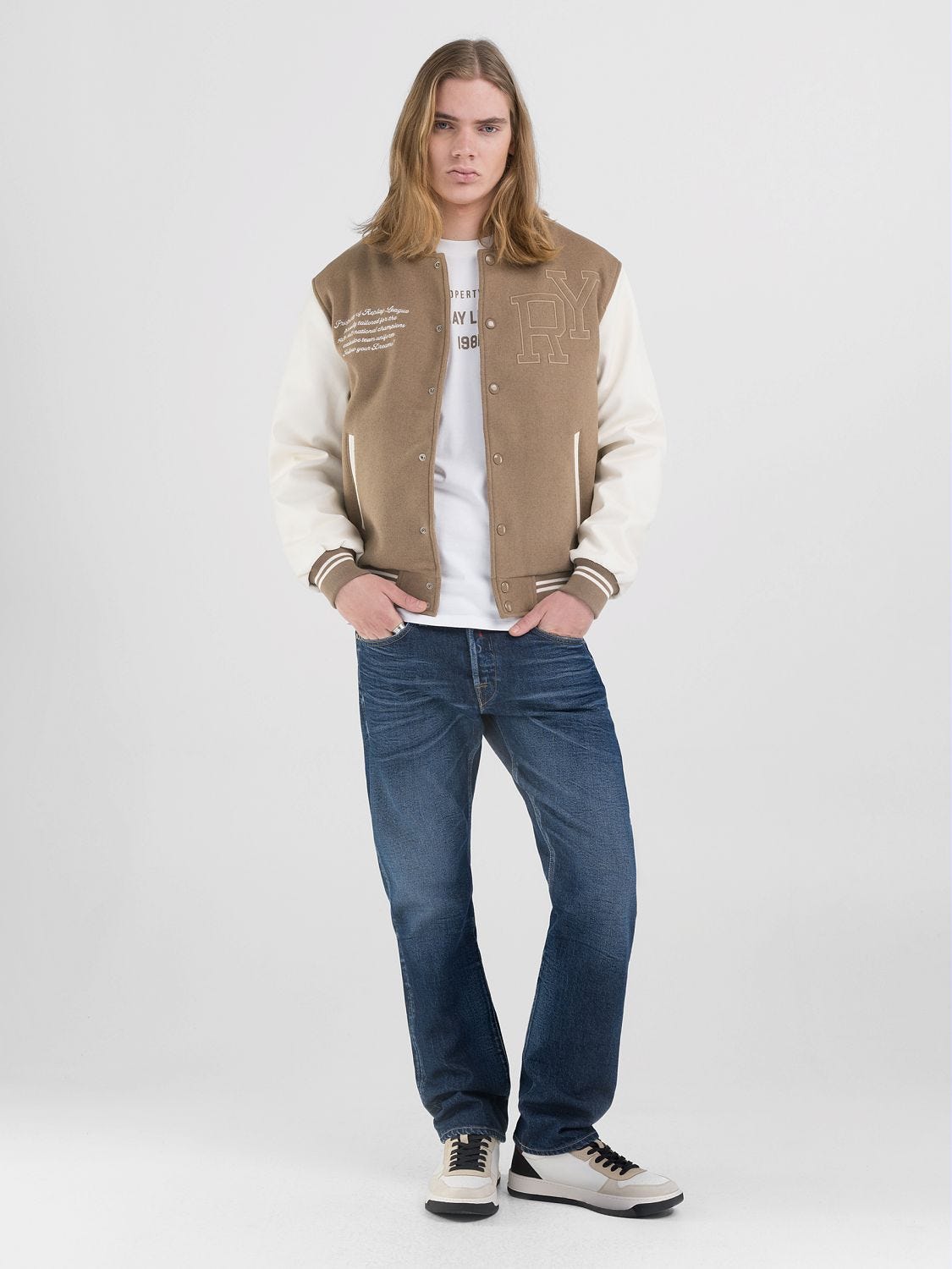 Cream varsity jacket clearance