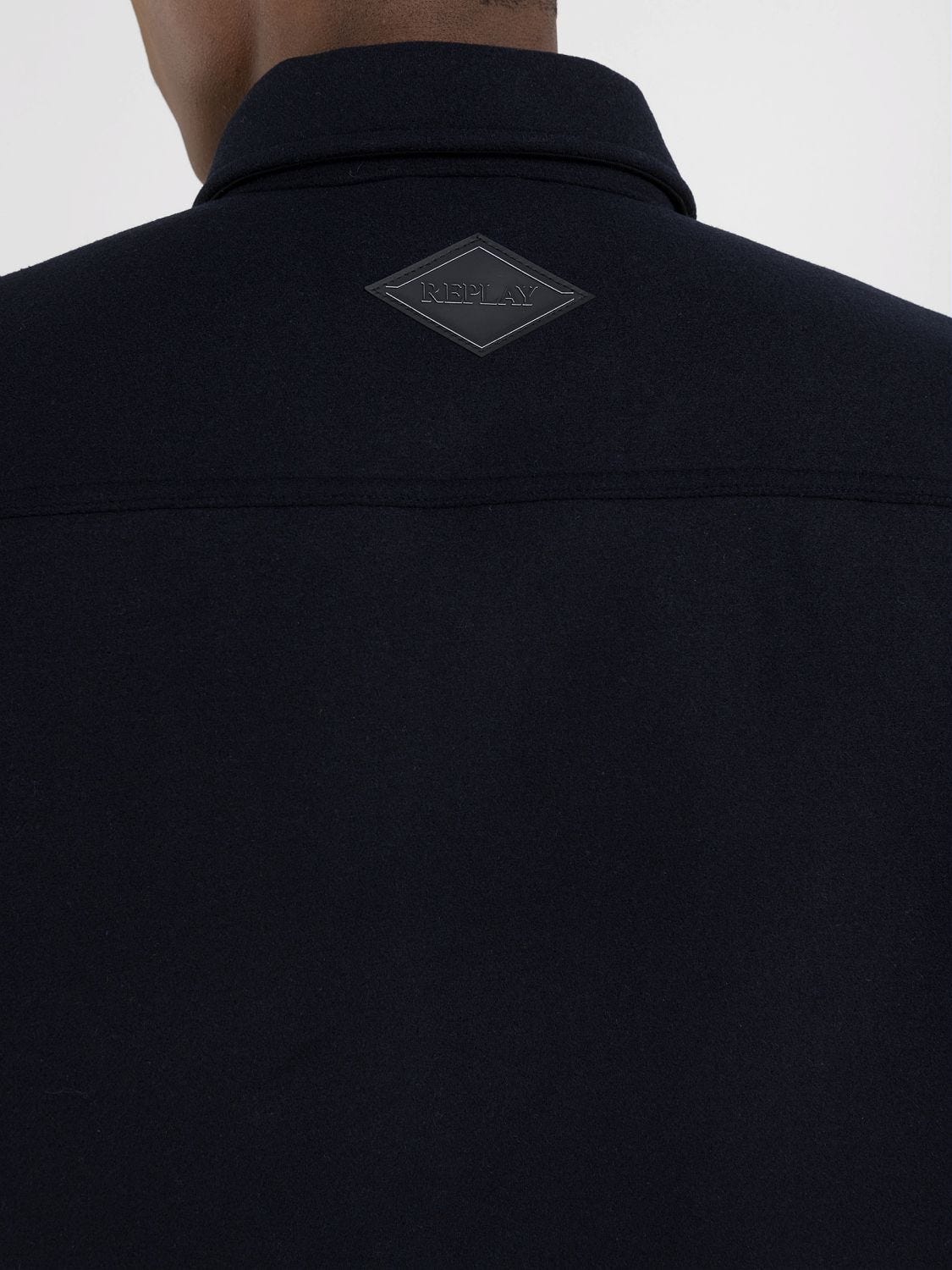 Wool-blend shirt jacket with pockets Dark navy | Replay Jeans