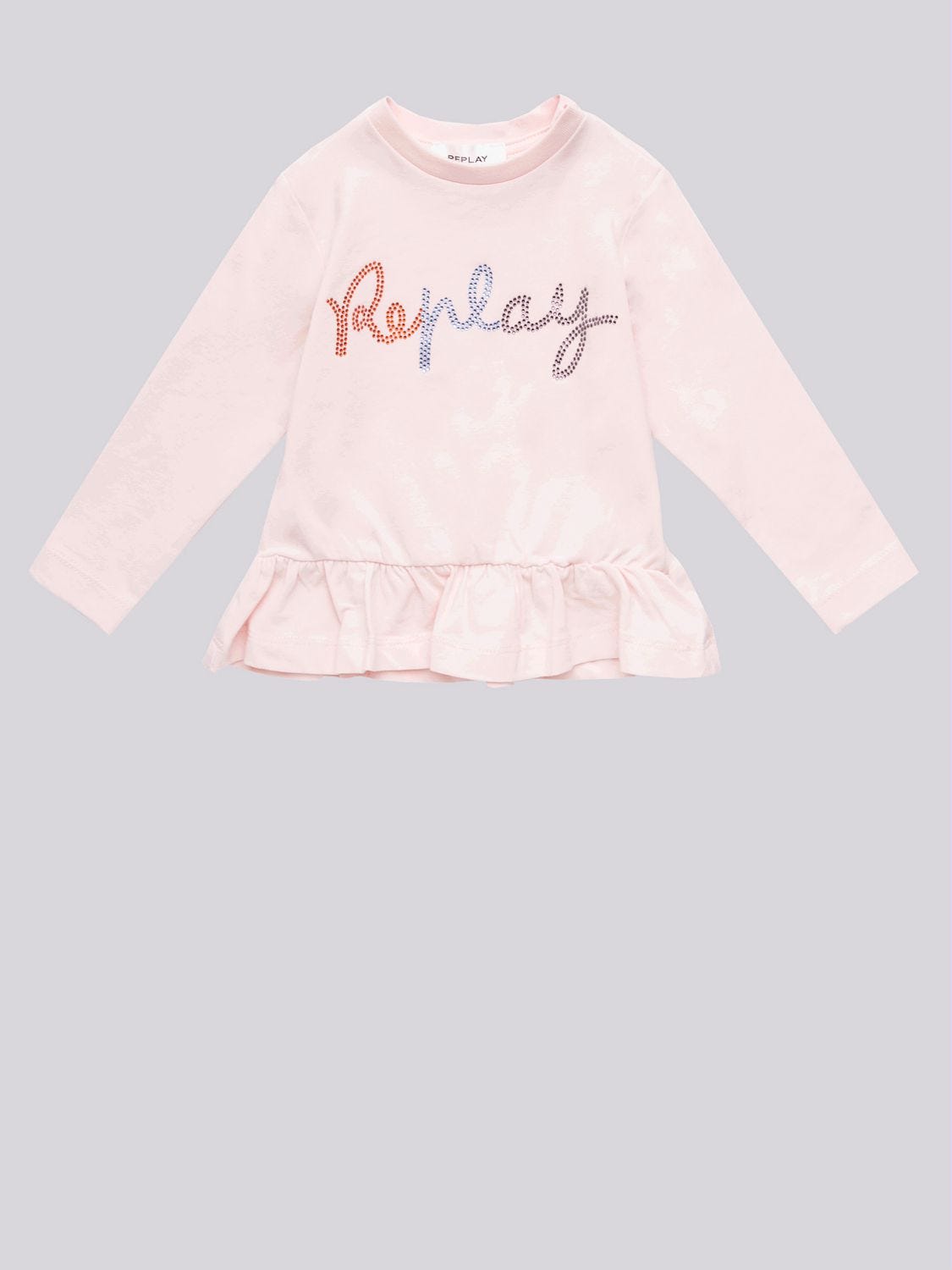Long sleeved t shirt with rhinestones and frill