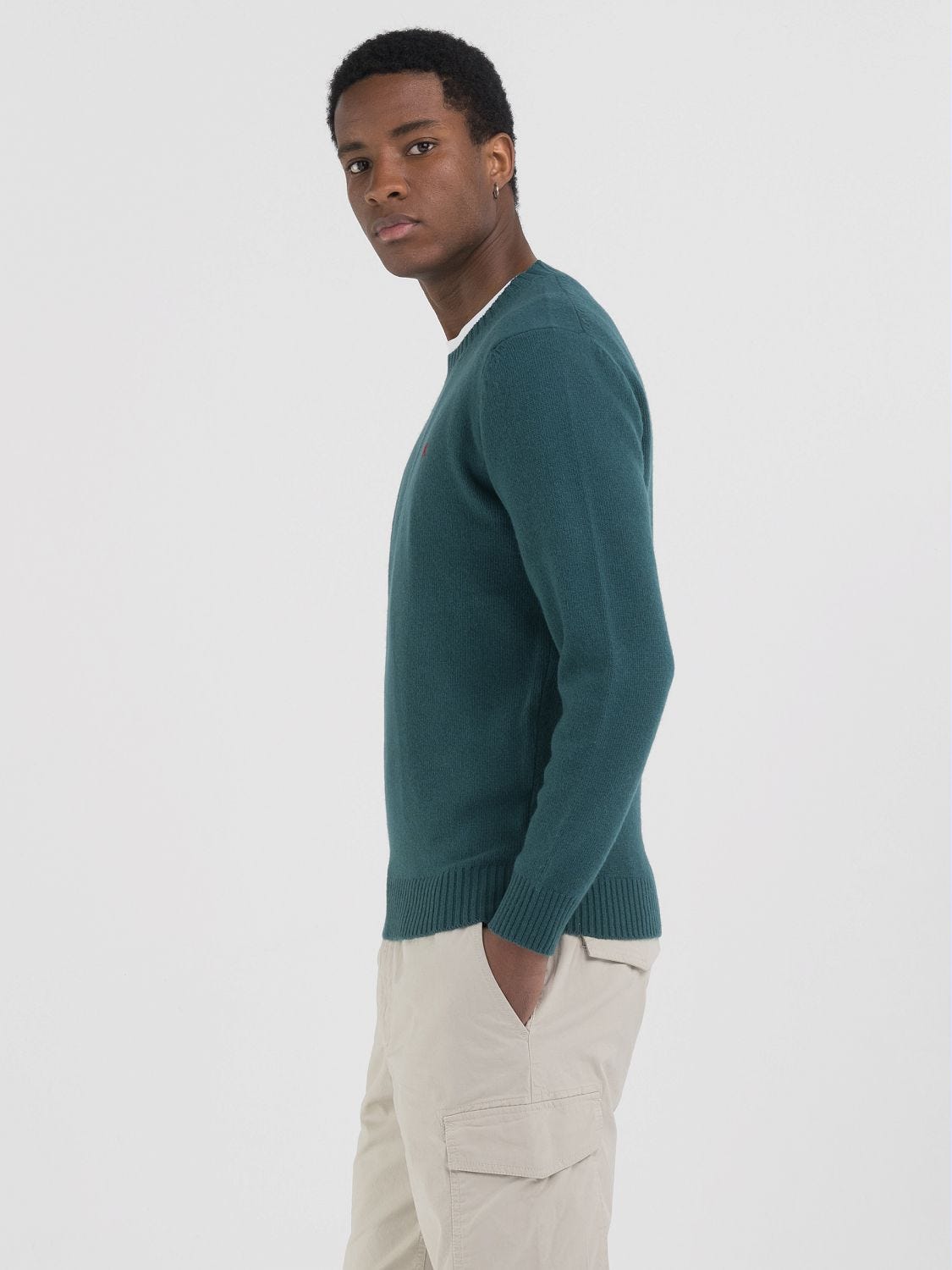 Wool-blend crew-neck sweater Atlantic green | Replay Jeans
