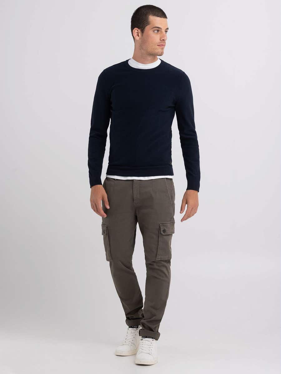 REPLAY Hyperflex cotton crewneck sweater UK8270.000.G22920 NAVY 1