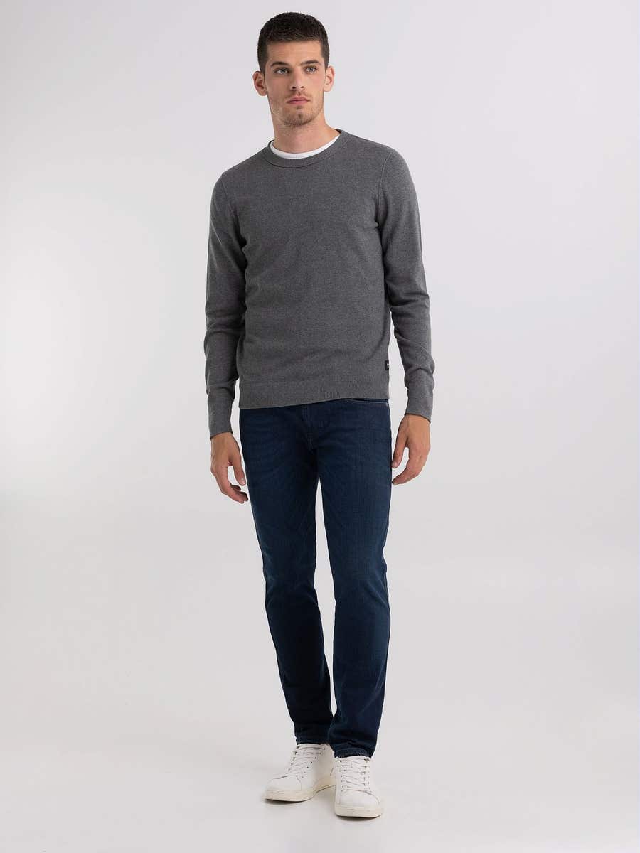 REPLAY Crewneck pullover in cotton and cashmere UK8300.000.G23138 IRON MELANGE 1